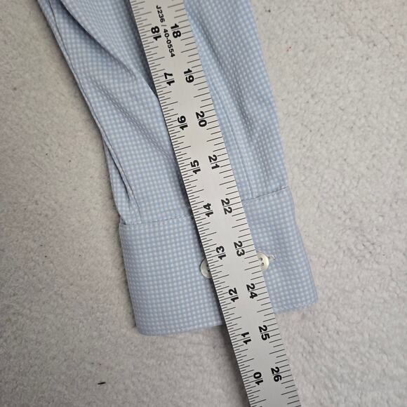 Mizzen+Main Dress Shirt Mens M Spinnaker Collection Trim Fit Stretch Check Blue - Picture 7 of 7